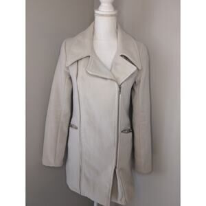 Farm Rio Brazil rare exclusive minimalist chic ivory cream zipper coat S